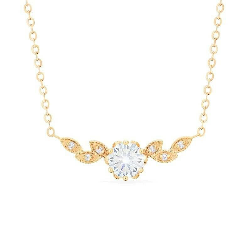 14K Gold 1.0 Ct Diamond Floral Leaf Necklace-Evani Naomi Jewelry