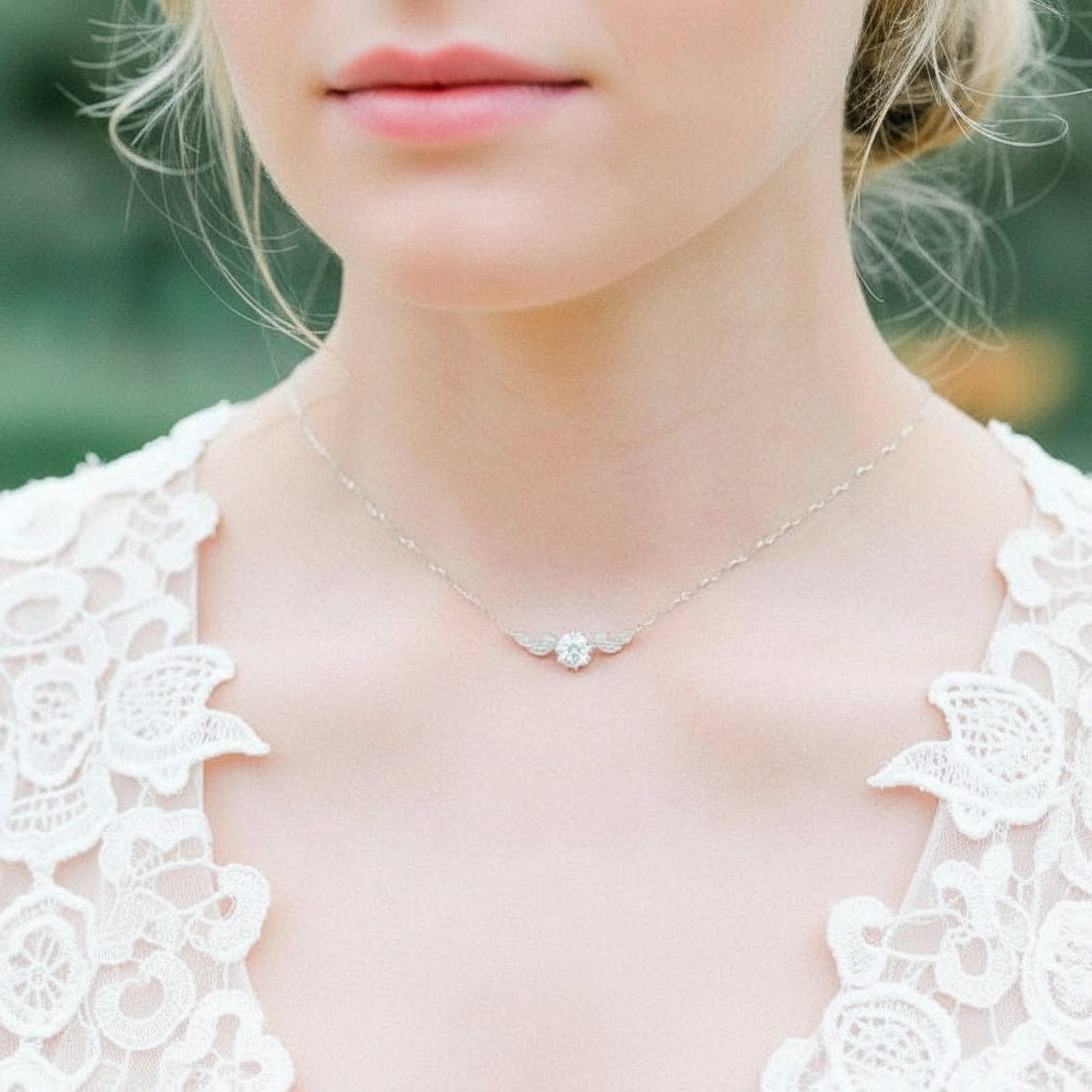 14K Gold 1.0 Ct Diamond Floral Leaf Necklace-Evani Jewelry