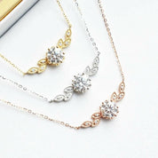 14K Gold 1.0 Ct Diamond Floral Leaf Necklace-Evani Naomi Jewelry