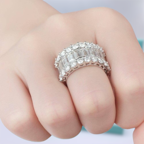 14K Gold Baguette Cut Diamond Wedding Band-Evani Naomi Jewelry