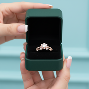 14K Rose Gold 0.5 Ct Round Cut Diamond Option Flower Engagement Ring Set