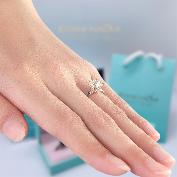 14K Rose Gold 1.0 Ct Princess Cut Diamond Engagement Ring-Evani Naomi Jewelry