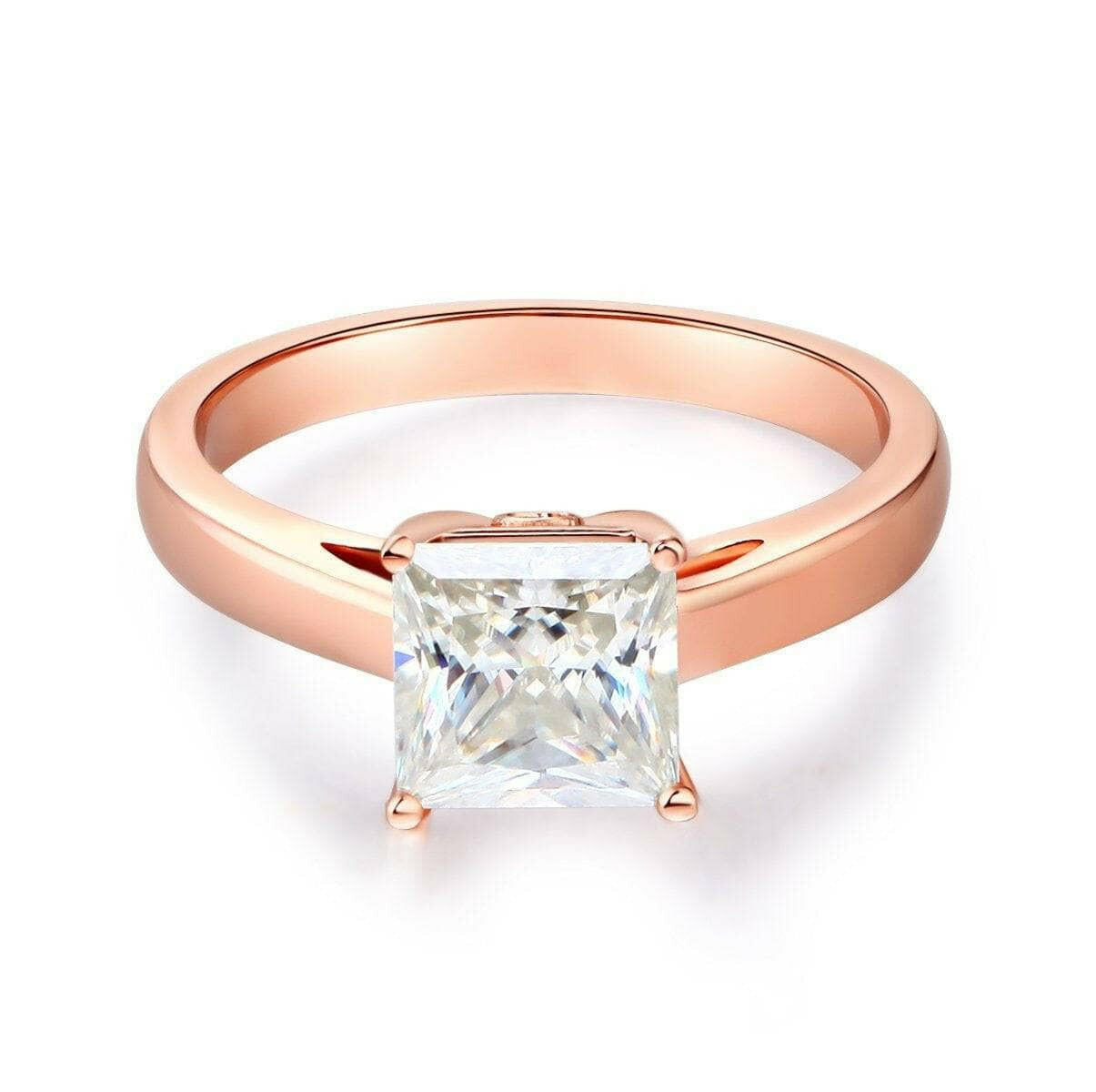 14K Rose Gold 1.0 Ct Princess Cut Engagement Ring-Evani Naomi Jewelry