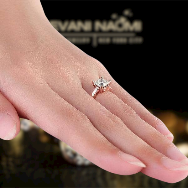 14K Rose Gold 1.0 Ct Princess Cut Engagement Ring-Evani Naomi Jewelry