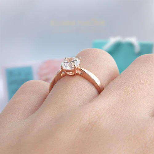 14K Rose Gold 1.0 Ct Round Diamond Solitaire Engagement Ring-Evani Jewelry