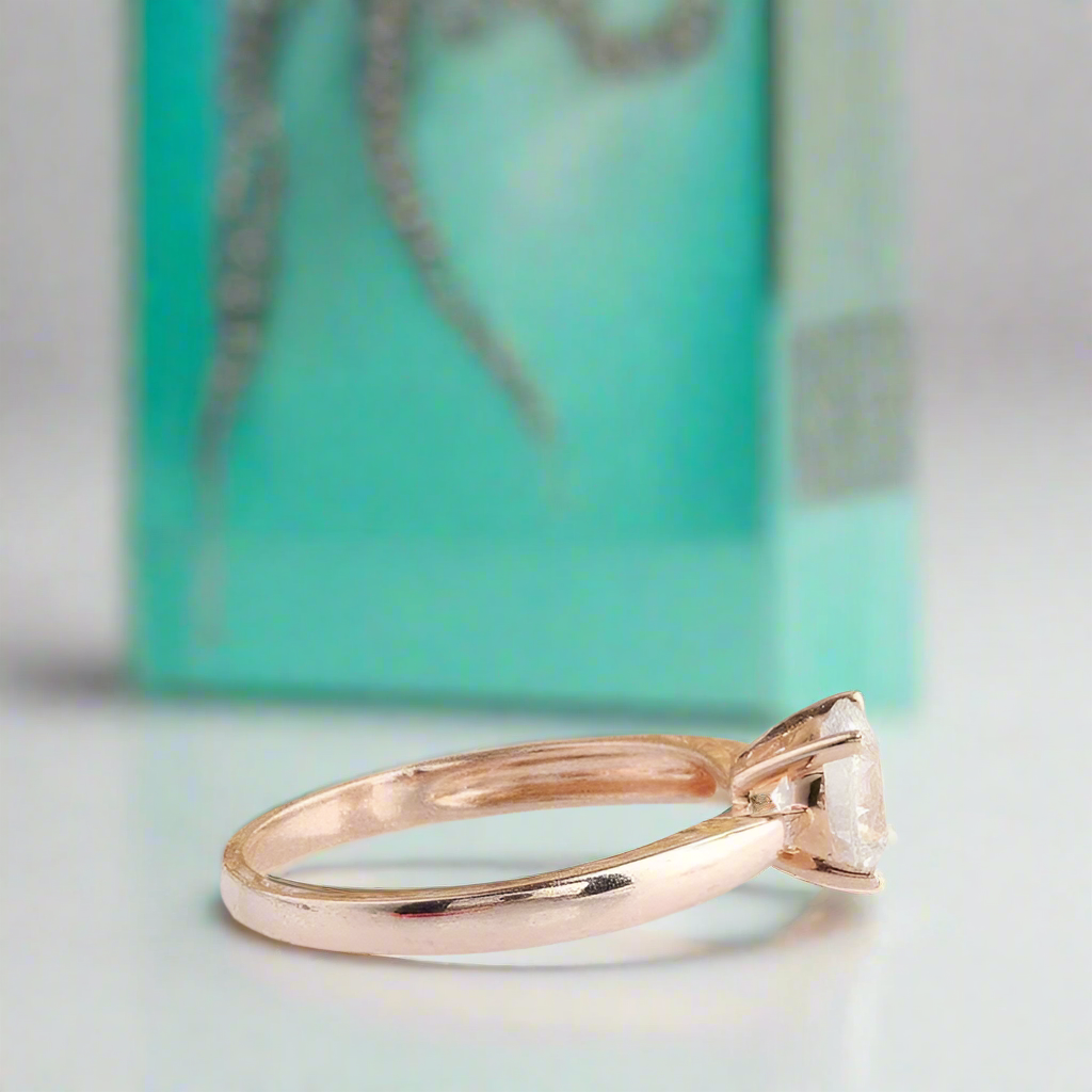 14K Rose Gold 1.0 Ct Round Diamond Solitaire Engagement Ring-Evani Naomi Jewelry