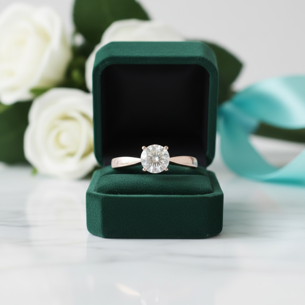 14K Rose Gold 1.0 Ct Round Diamond Option Solitaire Engagement Ring