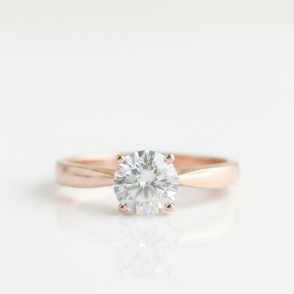 14K Rose Gold 1.0 Ct Round Diamond Option Solitaire Engagement Ring