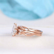 14K Rose Gold 1.5 Ct Pear Diamond Bridal Ring Set-Evani Naomi Jewelry