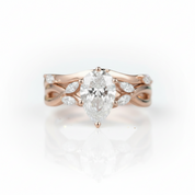 14K Rose Gold 1.5 Ct Pear Diamond Option Bridal Ring Set - Evani Naomi Jewelry