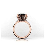 14K Rose Gold 2.0 Ct Round Black Diamond Engagement Ring-Evani Naomi Jewelry