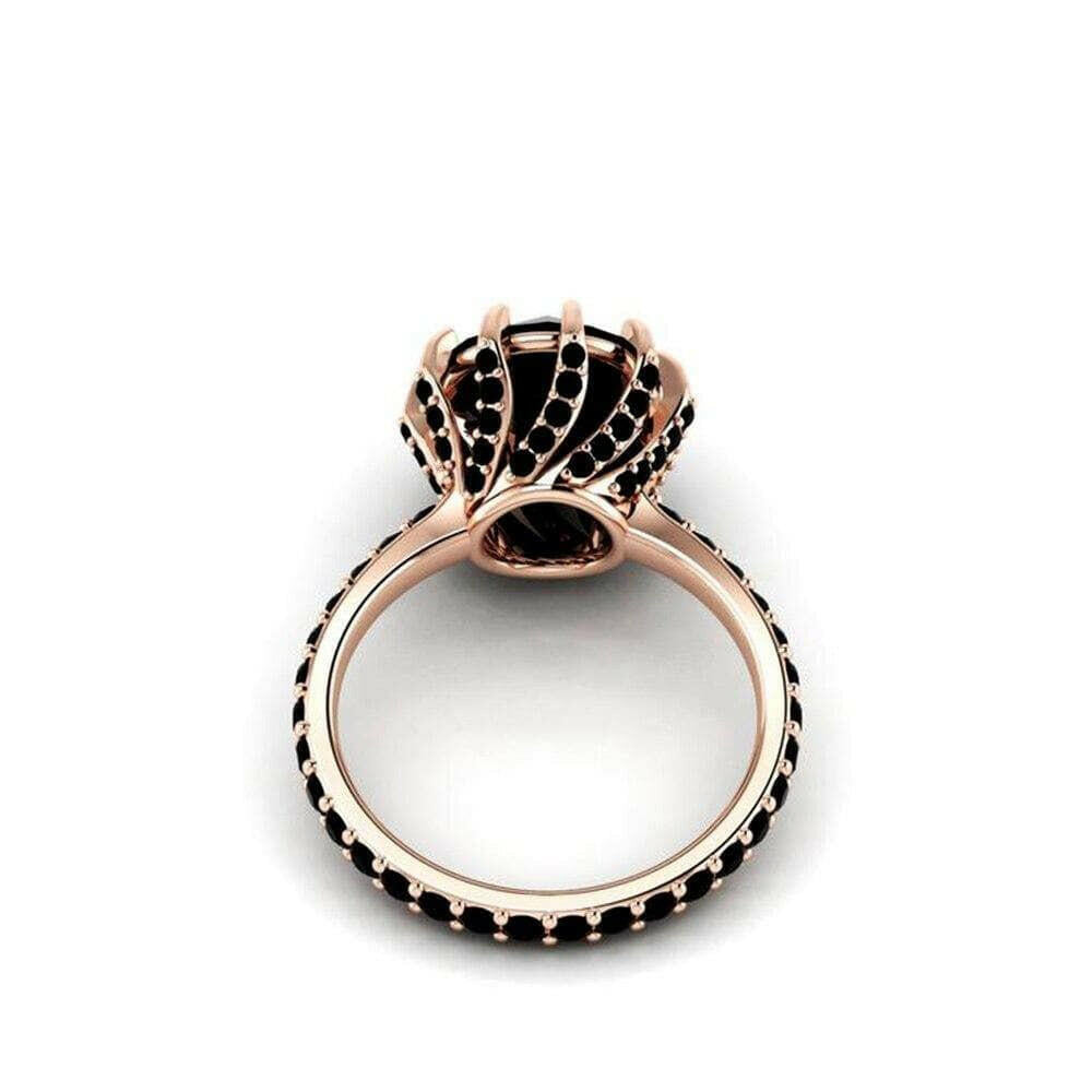 14K Rose Gold 2.0 Ct Round Black Diamond Engagement Ring-Evani Naomi Jewelry