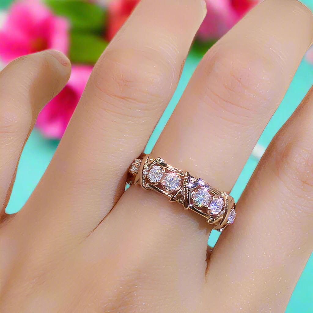 14K Rose Gold Diamond Wedding Band-Evani Naomi Jewelry
