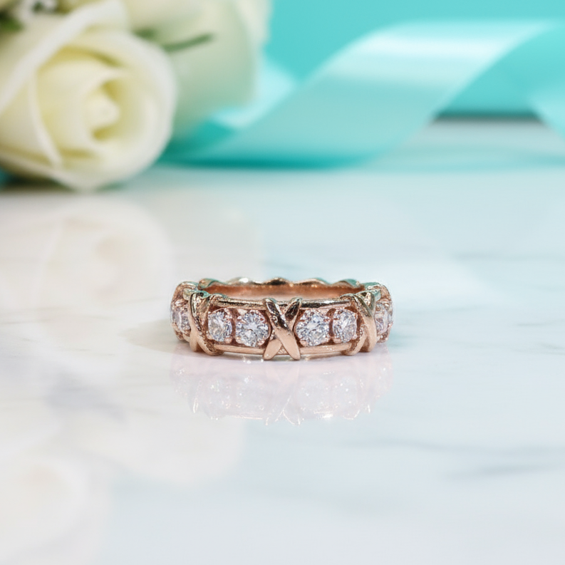 14K Rose Gold Diamond Wedding Band-Evani Naomi Jewelry