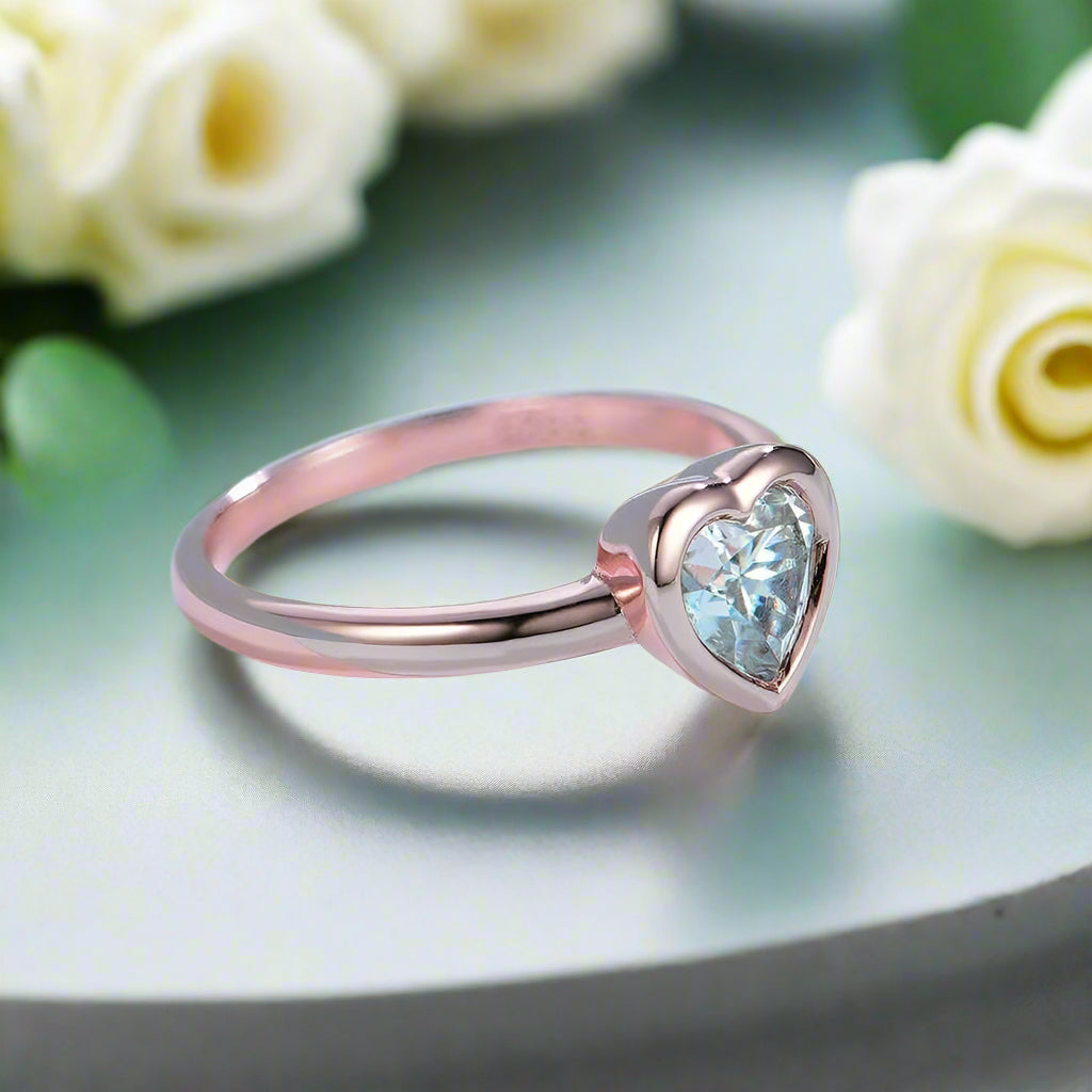 14k Rose Gold Heart Diamond Promise Ring-Evani Jewelry