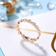 14K Rose Gold Round Diamond Eternity Wedding Band-Evani Naomi Jewelry