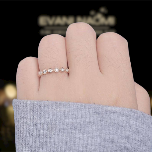 14K Rose Gold Round Diamond Eternity Wedding Band-Evani Naomi Jewelry