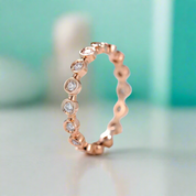 14K Rose Gold Round Diamond Eternity Wedding Band-Evani Naomi Jewelry