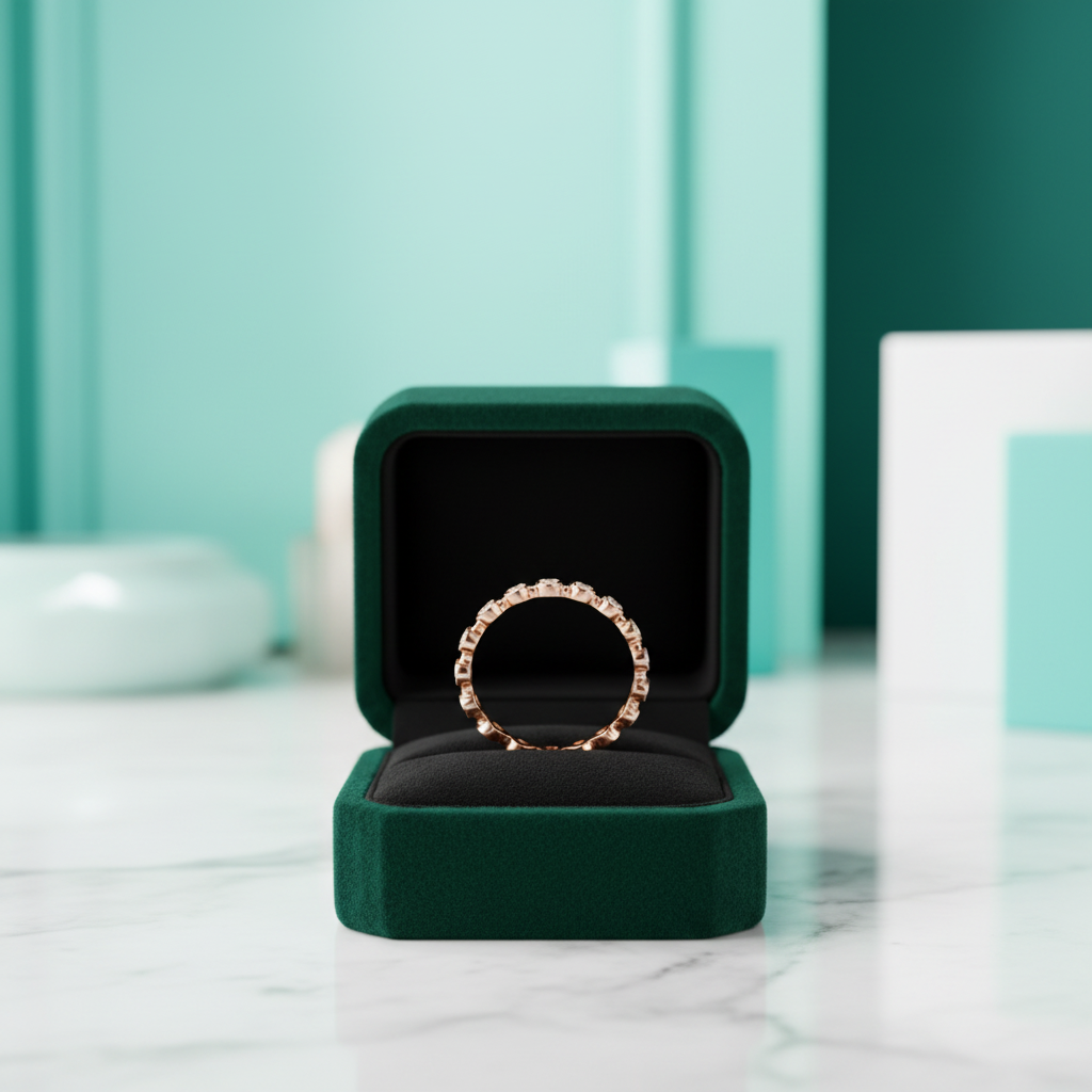 14K Rose Gold Round Diamond OptionEternity Wedding Band - Evani Naomi Jewelry