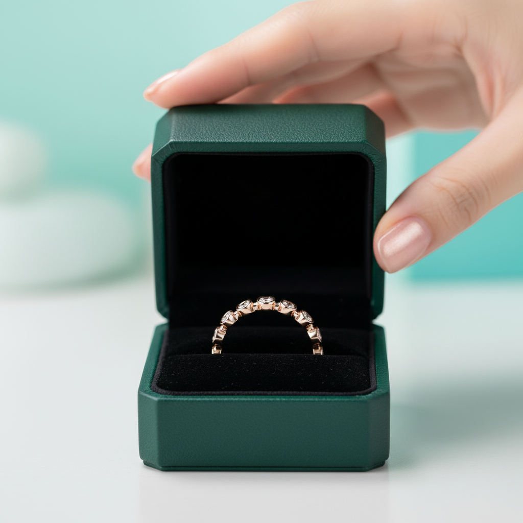 14K Rose Gold Round Diamond OptionEternity Wedding Band - Evani Naomi Jewelry