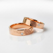 14k Rose Gold Round Diamond Option Fingerprint Wedding Band - Evani Naomi Jewelry