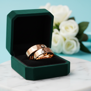 14k Rose Gold Round Diamond Option Fingerprint Wedding Band - Evani Naomi Jewelry