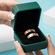 14k Rose Gold Round Diamond Option Fingerprint Wedding Band - Evani Naomi Jewelry
