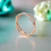 14K Rose Gold Split Shank Wedding Band with Round Diamonds-Evani Naomi Jewelry