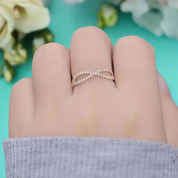14K Rose Gold Split Shank Wedding Band with Round Diamonds-Evani Naomi Jewelry