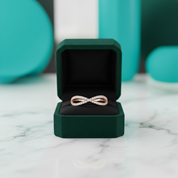 14K Rose Gold Split Shank Wedding Band with Round Diamonds - Evani Naomi Jewelry