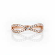 14K Rose Gold Split Shank Wedding Band with Round Diamonds - Evani Naomi Jewelry