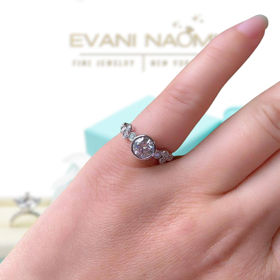 14K White Gold 0.8 Ct Round Cut Diamond Engagement Ring-Evani Naomi Jewelry