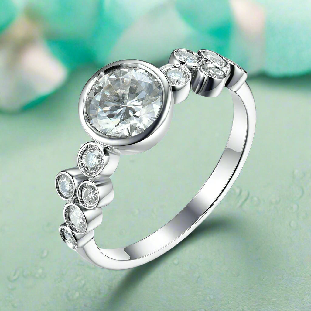 14K White Gold 0.8 Ct Round Cut Diamond Engagement Ring-Evani Naomi Jewelry
