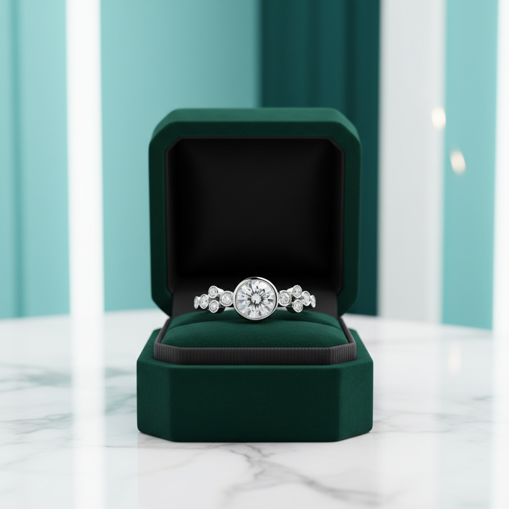 14K White Gold 0.8 Ct Round Cut Diamond Option Engagement Ring - Evani Naomi Jewelry