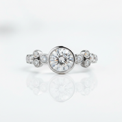 14K White Gold 0.8 Ct Round Cut Diamond Option Engagement Ring - Evani Naomi Jewelry