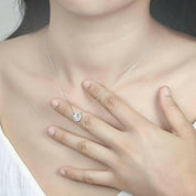 14K White Gold 1.0 Ct Diamond Halo Pendant Necklace-Evani Naomi Jewelry
