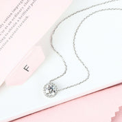 14K White Gold 1.0 Ct Diamond Halo Pendant Necklace-Evani Naomi Jewelry