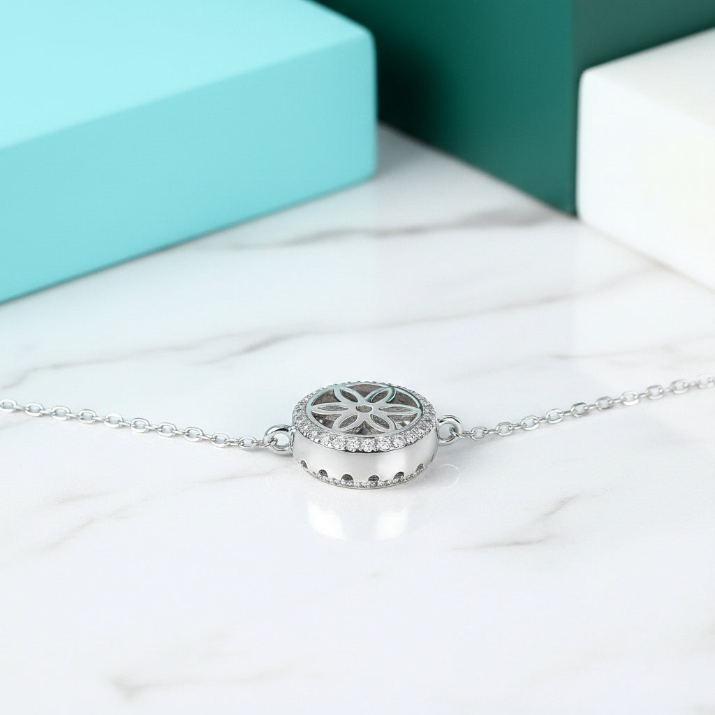 14K White Gold 1.0 Ct Diamond Halo Pendant Necklace-Evani Jewelry
