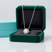 14K White Gold 1.0 Ct Diamond OptionHalo Pendant Necklace