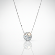 14K White Gold 1.0 Ct Diamond OptionHalo Pendant Necklace