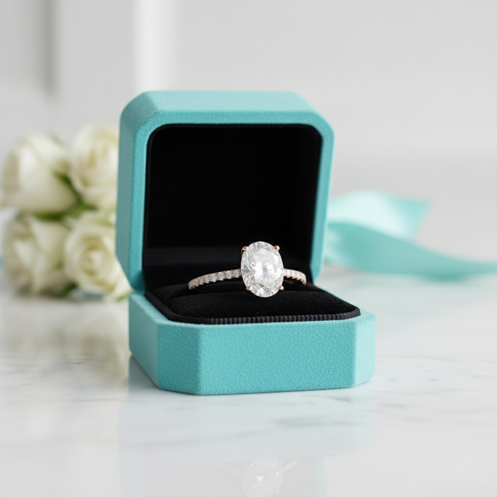 14K White Gold 1.0 Ct Oval Cut Diamond Engagement Ring-Evani Jewelry