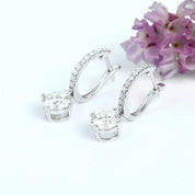 14K White Gold 1.0 Ct Round Diamond Drop Earrings-Evani Naomi Jewelry
