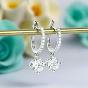 14K White Gold 1.0 Ct Round Diamond Drop Earrings-Evani Naomi Jewelry