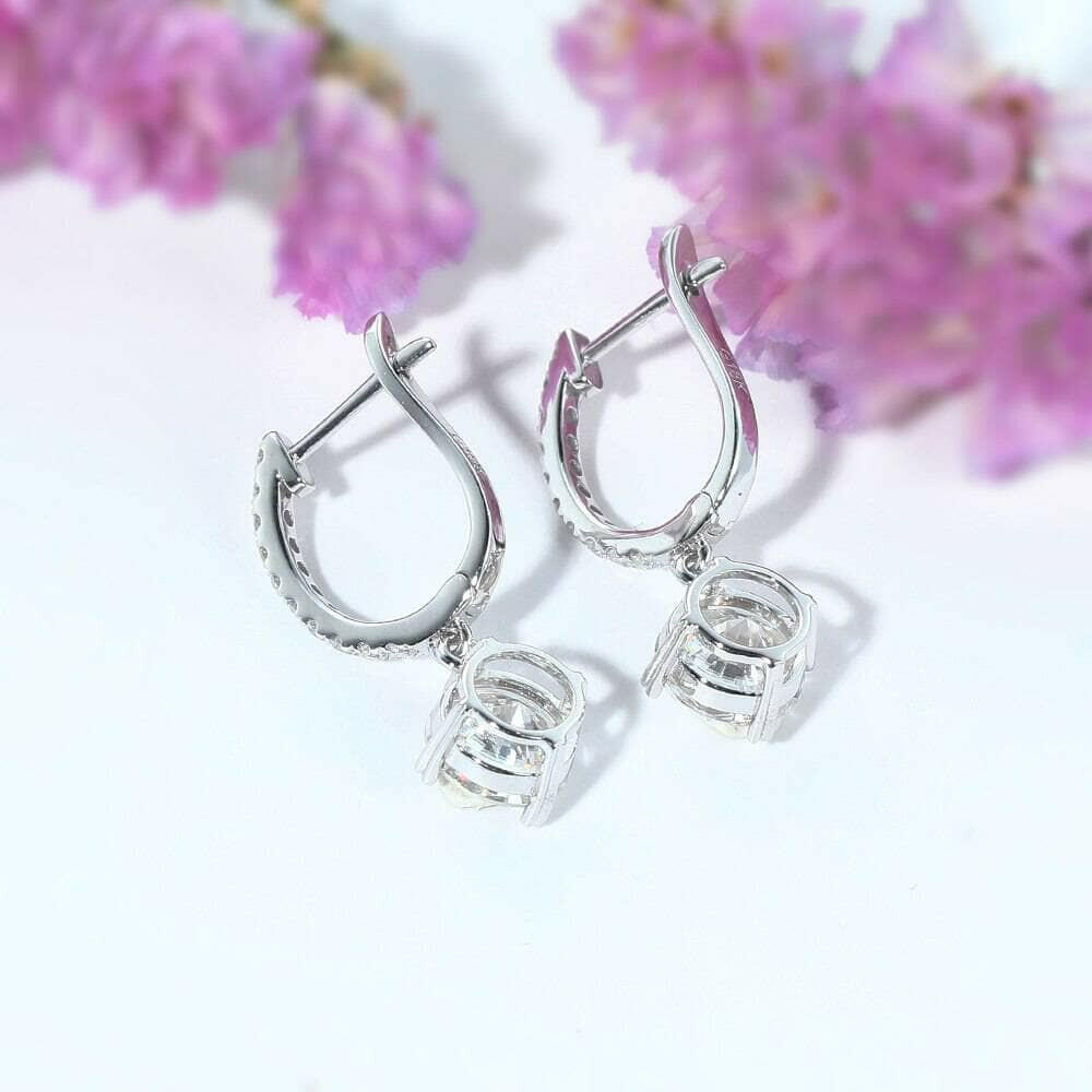 14K White Gold 1.0 Ct Round Diamond Drop Earrings-Evani Naomi Jewelry