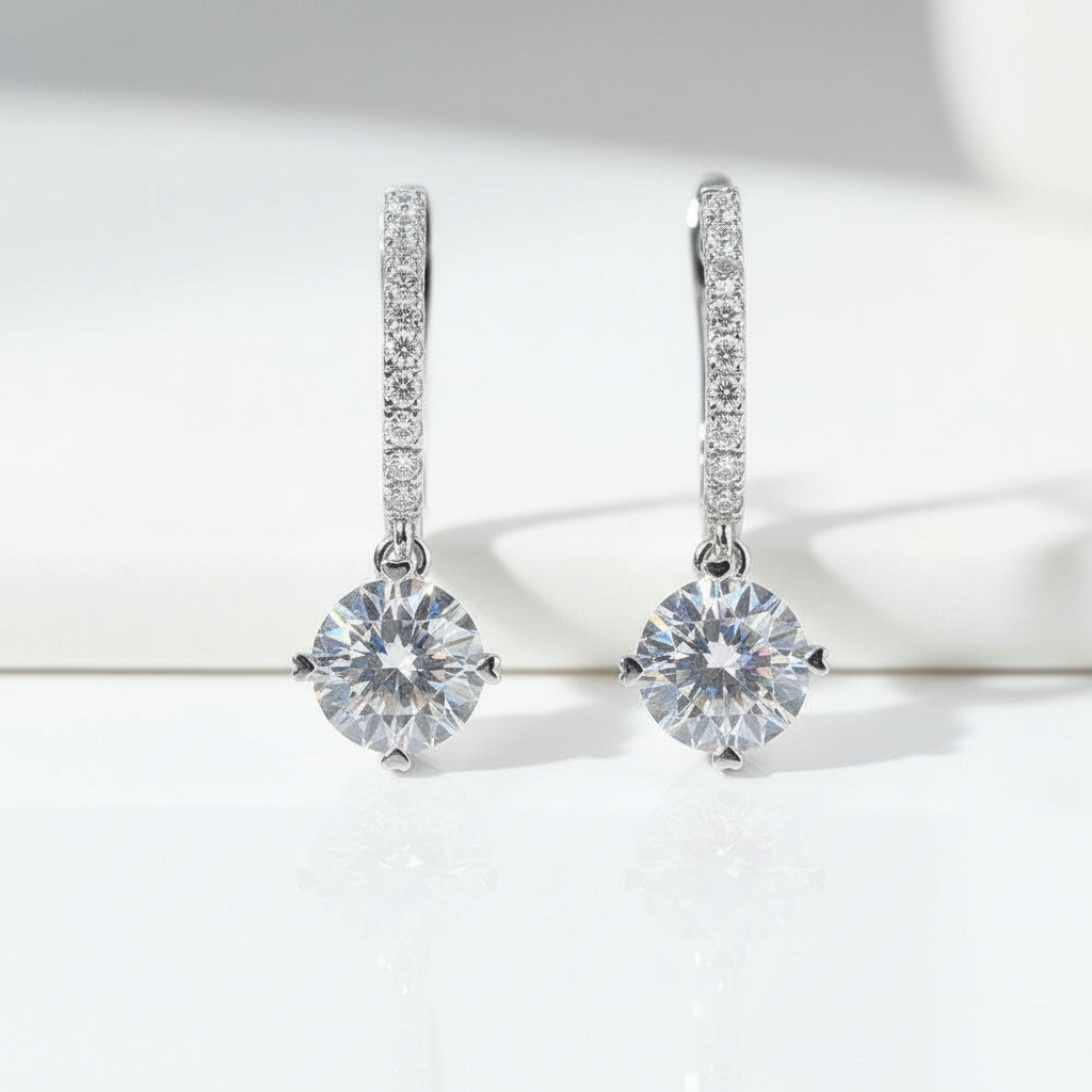 14K White Gold 1.0 Ct Round Diamond OptionDrop Earrings - Evani Naomi Jewelry