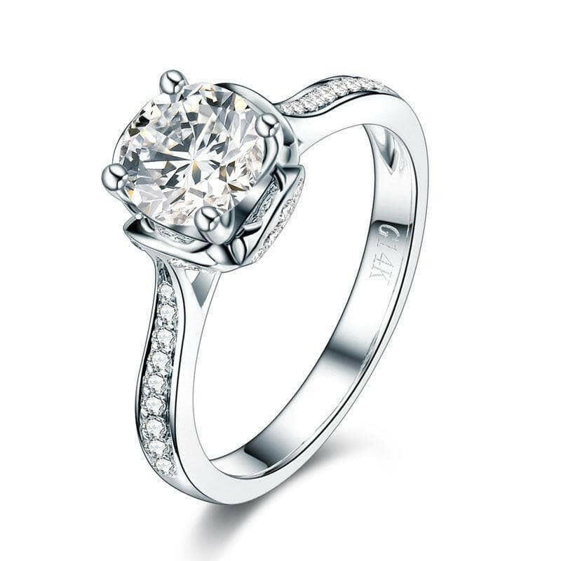 14K White Gold 1.0 Ct Round Diamond Engagement Ring-Evani Jewelry