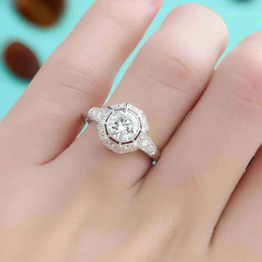 14K White Gold 1.0 Ct Round Diamond Engagement Ring-Evani Naomi Jewelry