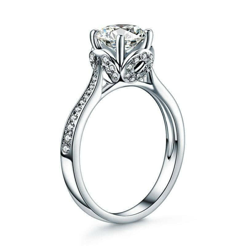 14K White Gold 1.0 Ct Round Diamond Engagement Ring-Evani Naomi Jewelry