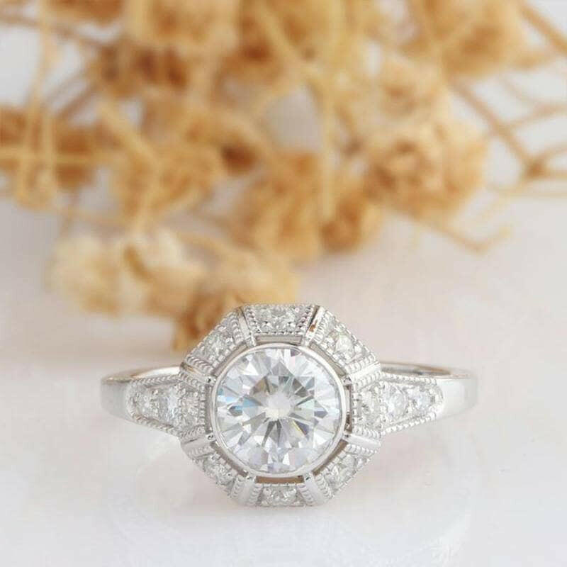 14K White Gold 1.0 Ct Round Diamond Engagement Ring-Evani Naomi Jewelry