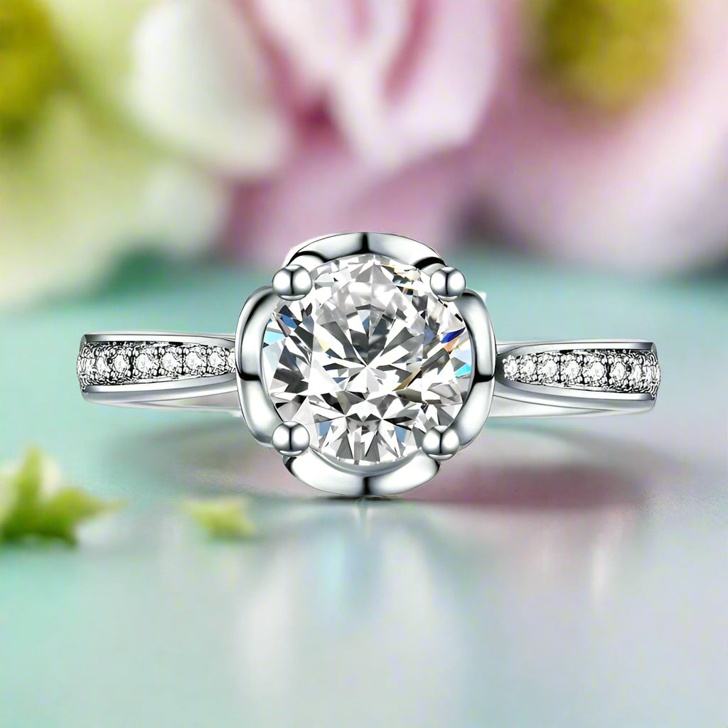 14K White Gold 1.0 Ct Round Diamond Engagement Ring-Evani Jewelry